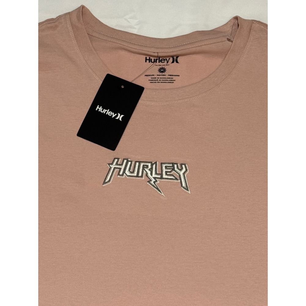 Hurley Mens Embroidered Metal Logo Graphic T-Shirt Clay Short Sleeve M NEW